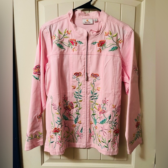 Quacker Factory Pink Embroidered Jacket - Picture 2 of 6